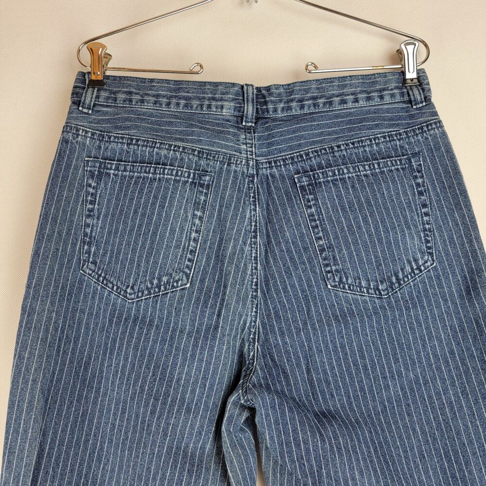 Lauren Jeans Co. Womens Size 10 Blue Striped Wide Legged Jeans Y2K - Picture 8 of 9